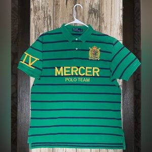 Polo Ralph Lauren Striped MERCER Polo Team Shirt Sz XL Green, Rare big pony polo